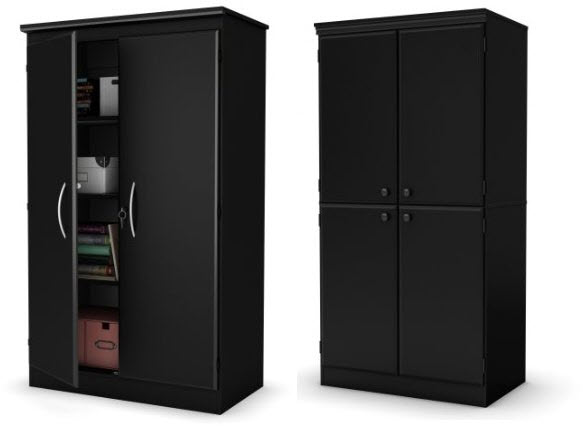 black storage cabinets with doors